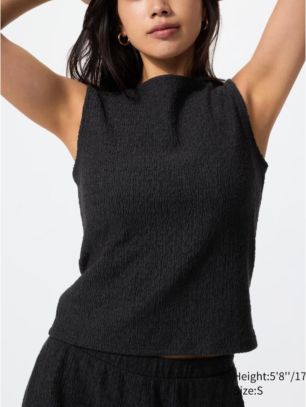 Uniqlo Shirring Boat Neck Sleeveless T-Shirt NWT Black Small